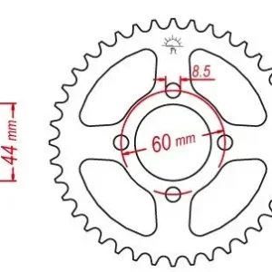 Aktuální JT zadní řetězové kolečko 832 52 YAMAHA DT 50R 97-98 (83252JT) (řetěz 420) - může být nahrazeno 4461 52 (JTR1832.52)