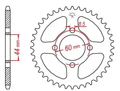 Aktuální JT zadní řetězové kolečko 832 52 YAMAHA DT 50R 97-98 (83252JT) (řetěz 420) - může být nahrazeno 4461 52 (JTR1832.52)