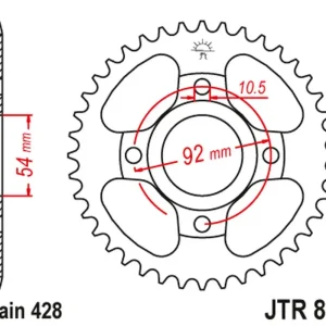 JT zadní řetězové kolečko 843 47 YAMAHA TZR 50 konverze (84347JT) (řetěz 428) Aktuální