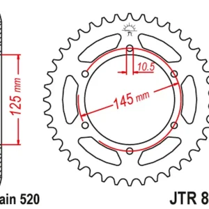 Zlevněný JT zadní řetězové kolečko 866 46 YAMAHA XTZ 750 89-98 (3LD) (86645JTZBK) (řetěz 520) barva černá