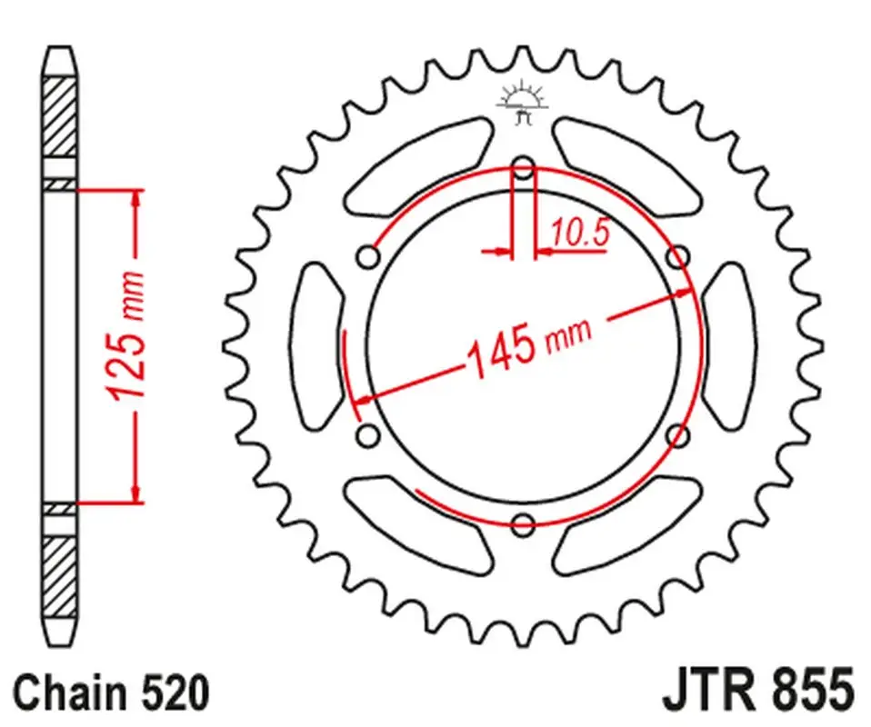 Zlevněný JT zadní řetězové kolečko 866 46 YAMAHA XTZ 750 89-98 (3LD) (86645JTZBK) (řetěz 520) barva černá