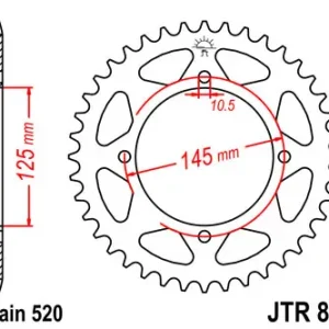 Top Prodej JT zadní řetězové kolečko 857 45 YAMAHA XT 600E 90-03, XT 660Z TENERE 91-00 (85745JTZBK) (řetěz 520) barva černá