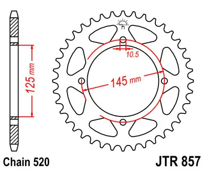 Top Prodej JT zadní řetězové kolečko 857 45 YAMAHA XT 600E 90-03, XT 660Z TENERE 91-00 (85745JTZBK) (řetěz 520) barva černá