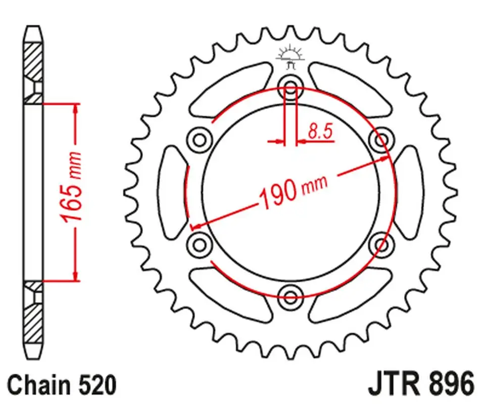 JT rozeta 896 52 KTM 125 MX 90, 250 MX 83-87, 500 MX 85-87, 350 ENDURO 84-87, 600 LC4 MX 89 (89652JT) Cenová Bomba