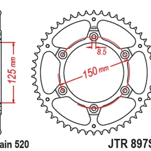 Speciální Cena JT zadní řetězové kolo 899 50 KTM SX/EXC ULTRALIGHT samočistící (89950JTSC) (řetěz 520)
