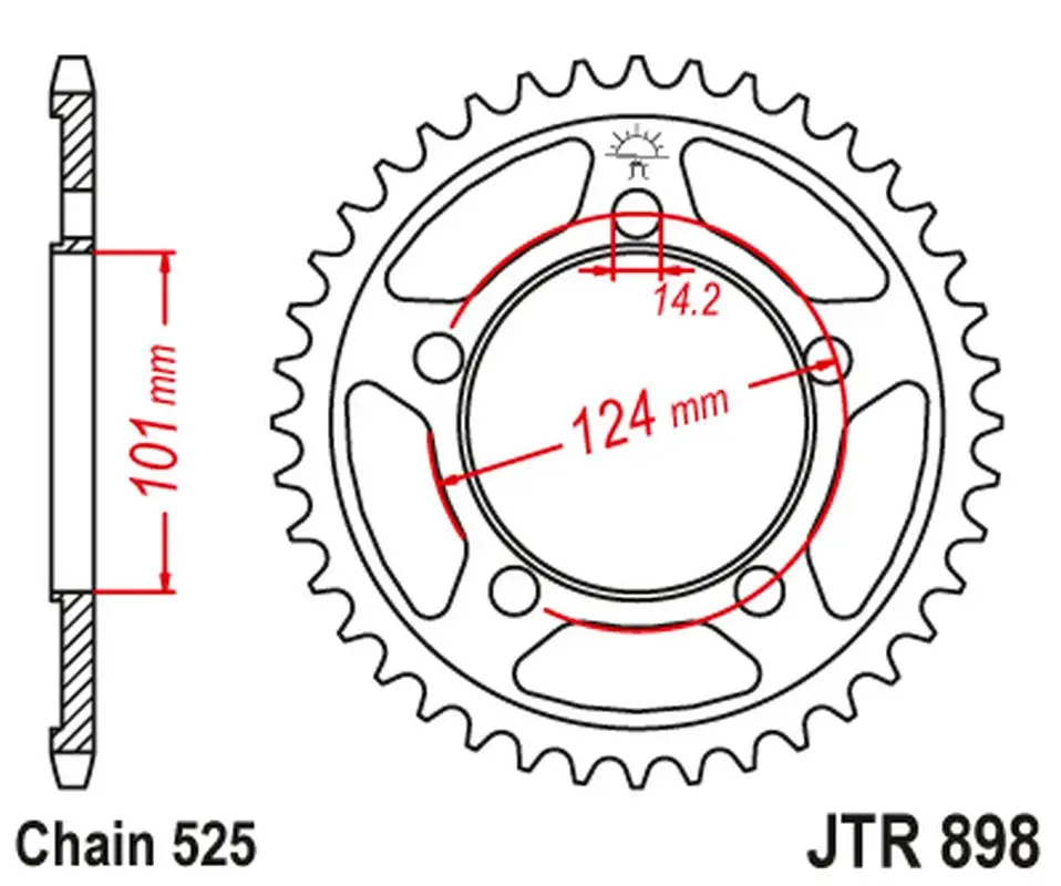 Výprodej JT rozeta zadní 4508 41 KTM 950/990/1190 RC8 /DUKE/ SUPERMOTO (450841JTZBK) barva černá