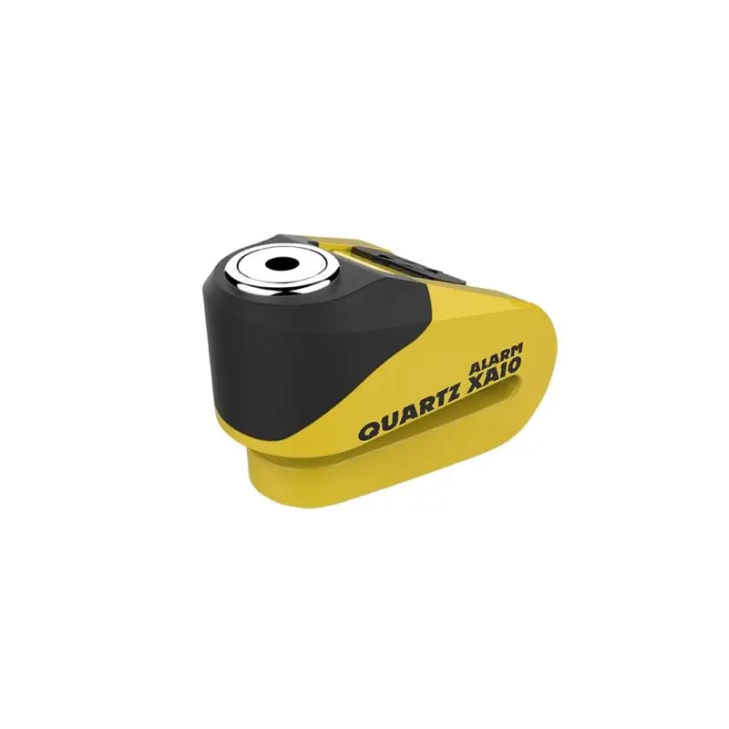 Poslední Šance OXFORD zámek brzdového kotouče s alarmem model QUARTZ XA10, čep 10mm, barva žlutá/černá (starý kód: LK272)