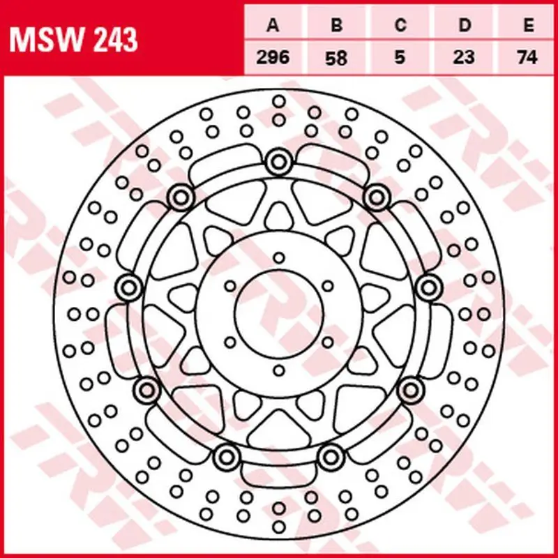 Akce TRW ZF přední brzdový kotouč HONDA CB 600F/S HORNET 00-06, (296X58X5mm)